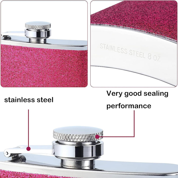 Frauen Flachmann Klein mit Glitzer Color Mini Mit A Trichter Tragbar Edelstahl Flachmann Tragbar Ede