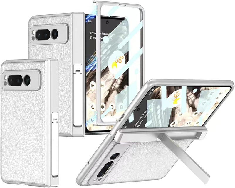 Miimall Lederhülle Kompatibel mit Google Pixel Fold Hülle mit Displayschutz, [Magnetischer Scharnier