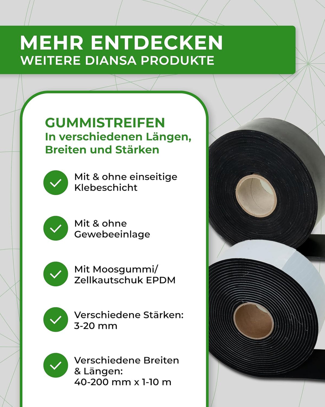 Gummistreifen bis 10m Länge in 5mm dick und 8 verschiedenen Breiten Hartgummi Vollgummi Gummiauflage