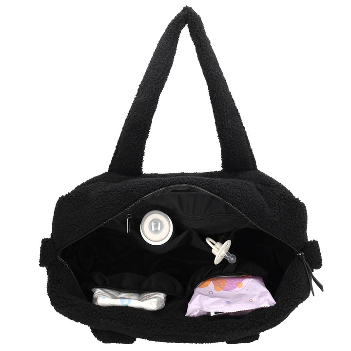 Beagles - Wickelrucksack Wickeltasche Unisex aus weichem - Schwarz | Teddystoff, Windeltasche mit Wi