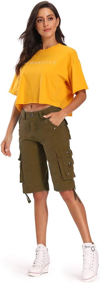 Aeslech Shorts für Frauen mit mehreren Taschen, Cargo-Casual Sommer 16 Coffee, 16 Coffee