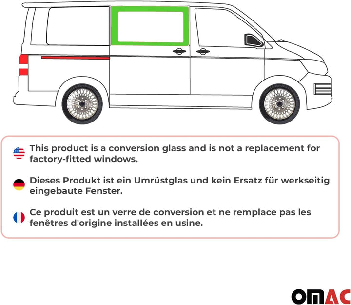 Seitenfenster Auto Seitenscheibe kompatibel mit VW T6 2015-2023 Rechts Schiebetür L1 L2
