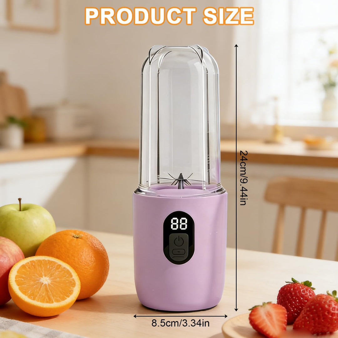 Tragbarer Mixer 500ML, Smoothie Maker to go mit Digitalanzeige & 16-Blatt Klingen Edelstahl, USB Auf