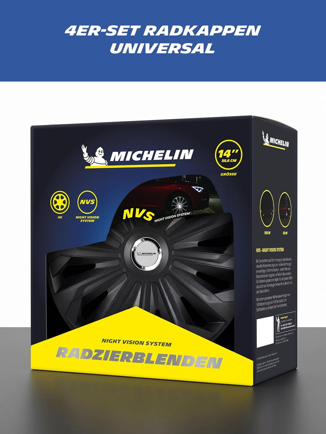 Michelin 92009 Fabienne, 14" Schwarz, 14" Zoll. (4 x Universal Radzierblenden/Radkappen) 14 Zoll, 14