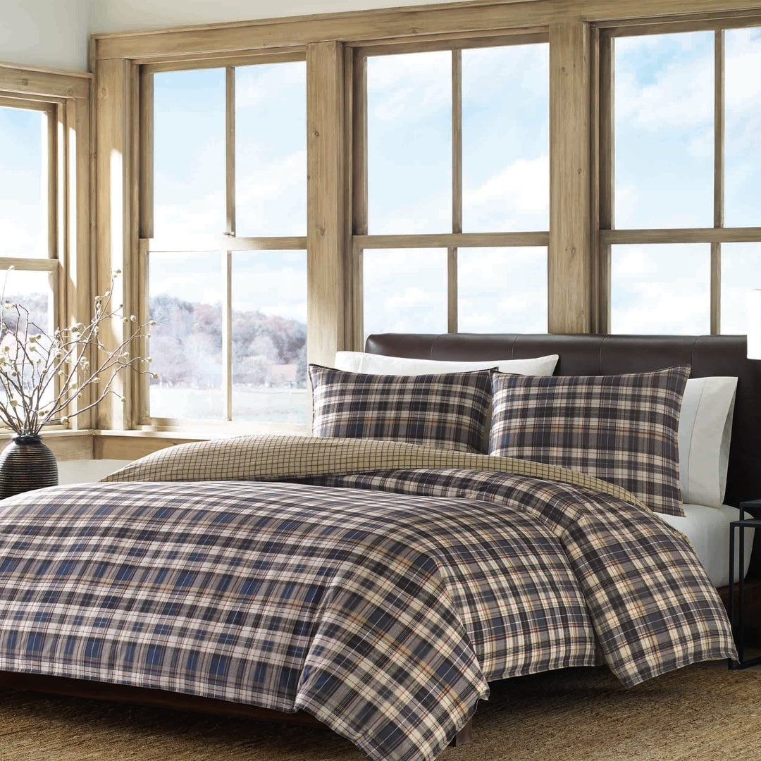 Eddie Bauer Port Gamble Comforter Set, King, Blue, 3 Piece King Blau, King Blau