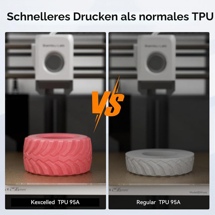 kexcelled TPU 95A Filament, Flexibel und Weich, Hervorragende Elastizität, 1,75mm 1kg Spule Rolle, 3