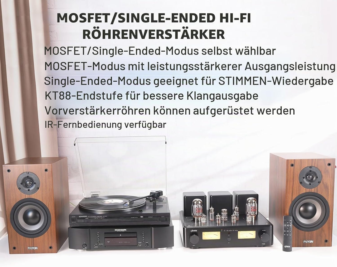 Juson Audio FTA88 Upgrade KT88 Ventilrohrverstärker, Klasse A, HiFi-Vakuumverstärker mit BT 5.4 Mosf