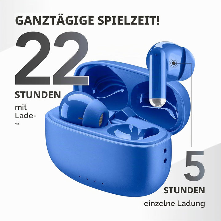 Music Sound Drift Bluetooth In-Ear-Kopfhörer kabellos mit kompaktem, farbenfrohem Case, Auto-Pairing