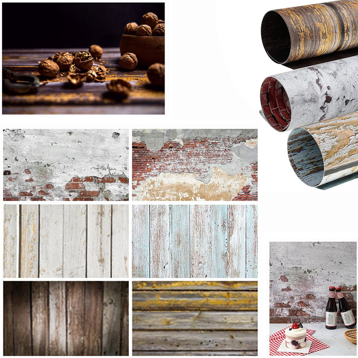 Selens 2 in 1 Hintergrund Fotografie Food Backdrop 56x88cm, Flat Lay Tischplatte Doppelseitiger Hint