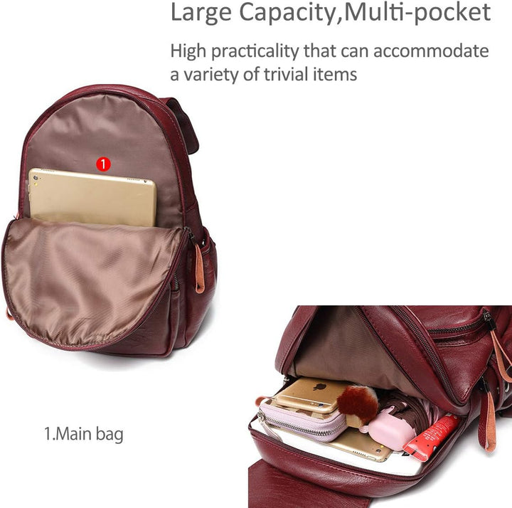 NICOLE & DORIS Damen Lederrucksack Lässiger Damenrucksack für Damen Rucksackbeutel für Damen schwarz