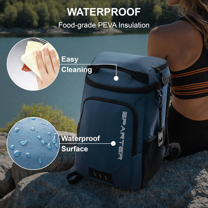 SPARTER Rucksack-Kühler, isoliert, auslaufsicher, 33 Dosen, wasserdicht, leicht, isoliert, Eistruhe,