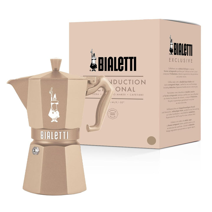 Bialetti Moka Exclusive Octagonal Induction 6 Tassen – Espressokocher aus Aluminium und Stahl, Deser