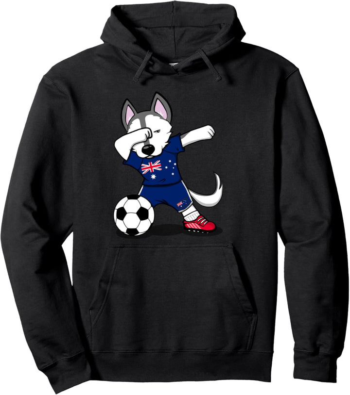 Tupfen Husky Dog Australia Football - Australische Flagge Pullover Hoodie