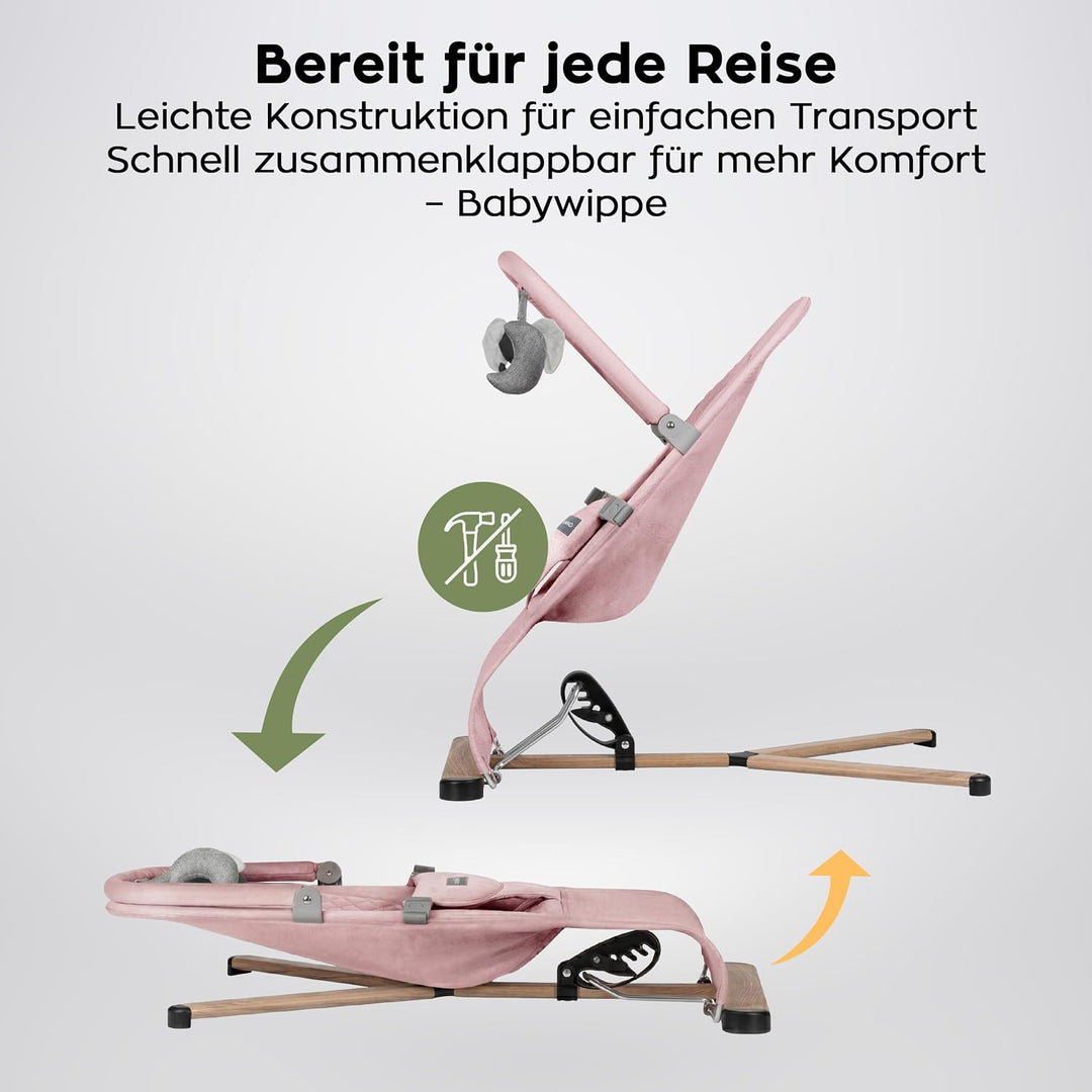 Tulano Moon 30 - Babywippe - Babyschaukel für Kleinkinder - Rose | Maximales Gewicht 9 kg - Spielbog