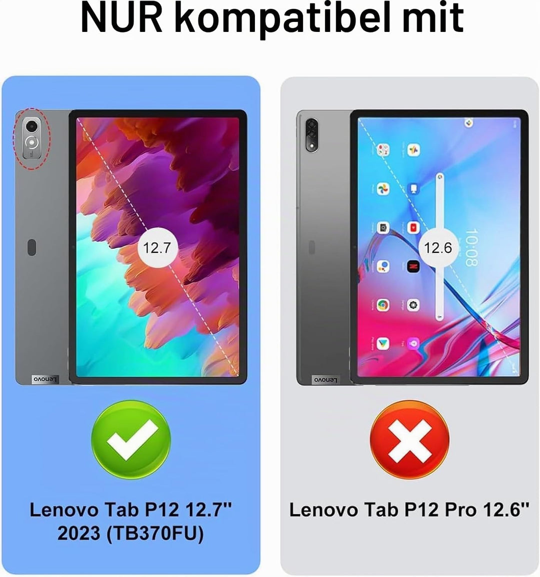 FOGARI Tastatur Hülle für Lenovo Tab P12 12.7" 2023, QWERTZ Layout, Hülle Tastatur mit Magnetisch Ab