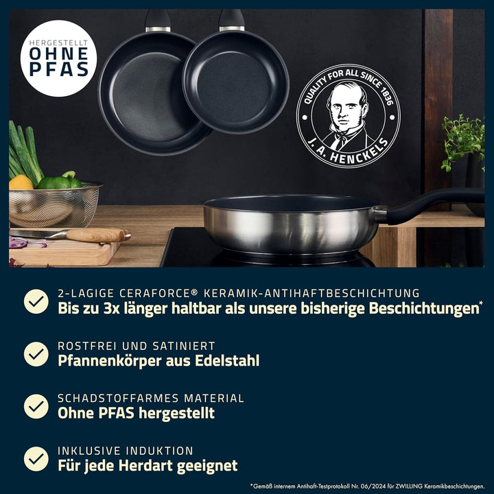 HENCKELS by ZWILLING Stream Bratpfanne 28 cm mit Antihaft-Keramik-Beschichtung, Induktionsgeeignet,