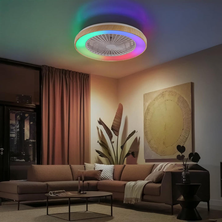 Deckenventilator mit Beleuchtung für Schlafzimmer, Ø48cm, Leise DC Motor 20W, Fernbedienung, 6-Gang,
