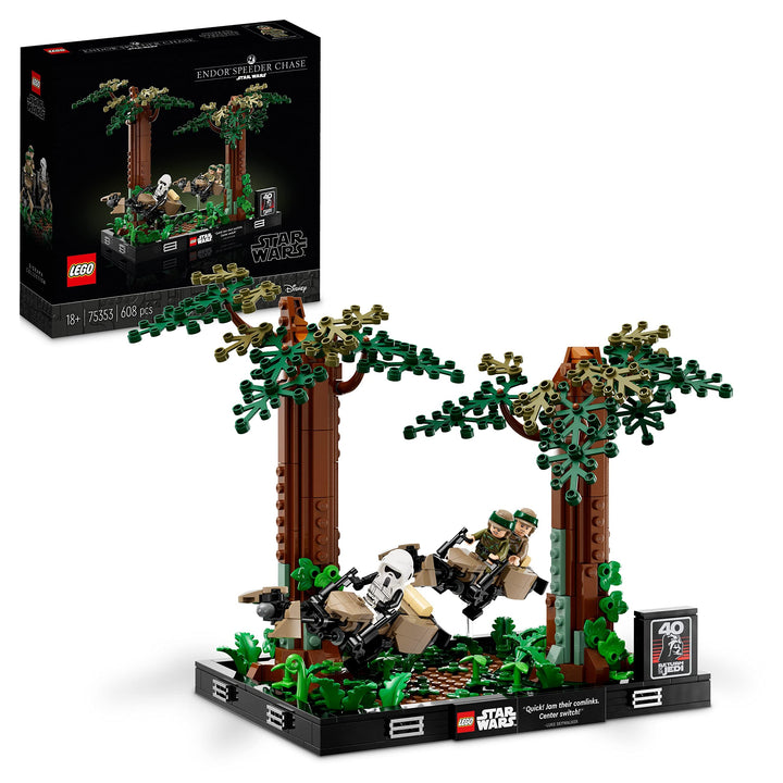 LEGO 75353 Star Wars Verfolgungsjagd auf Endor – Diorama Set, Rückkehr der Jedi-Ritter mit Luke Skyw
