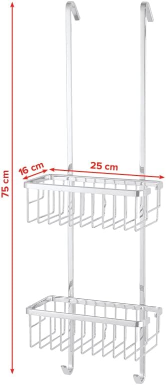 tesa ALUXX Duschregal zum Aufhängen, zweistöckig, Aluminium, verchromt, garantiert rostfrei, 750mm x