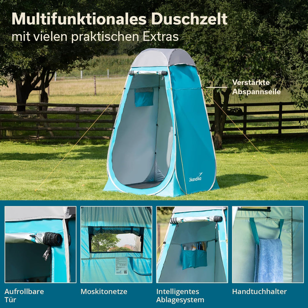 Skandika Camping Pop Up Duschzelt | Umkleidezelt mit 210 cm Stehhöhe, silberbeschichtet, Blickdicht,