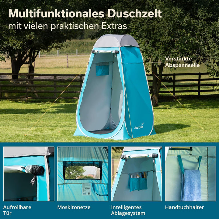 Skandika Camping Pop Up Duschzelt | Umkleidezelt mit 210 cm Stehhöhe, silberbeschichtet, Blickdicht,