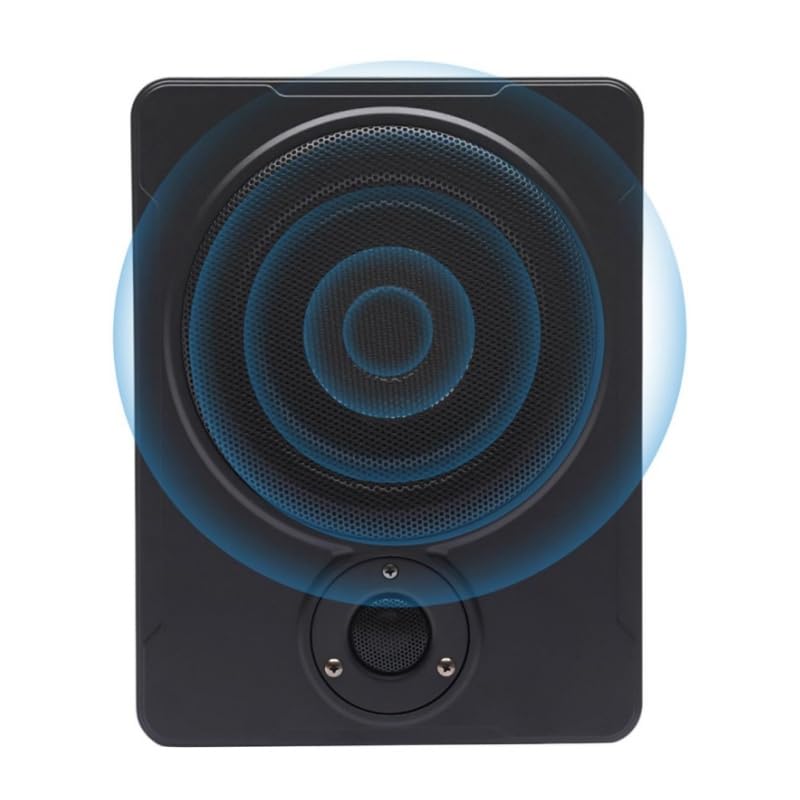 8" 600W Aktiv Subwoofer für Auto, Ultradünner Untersitz mit Eingebautem Verstärker & Kabelset für LK