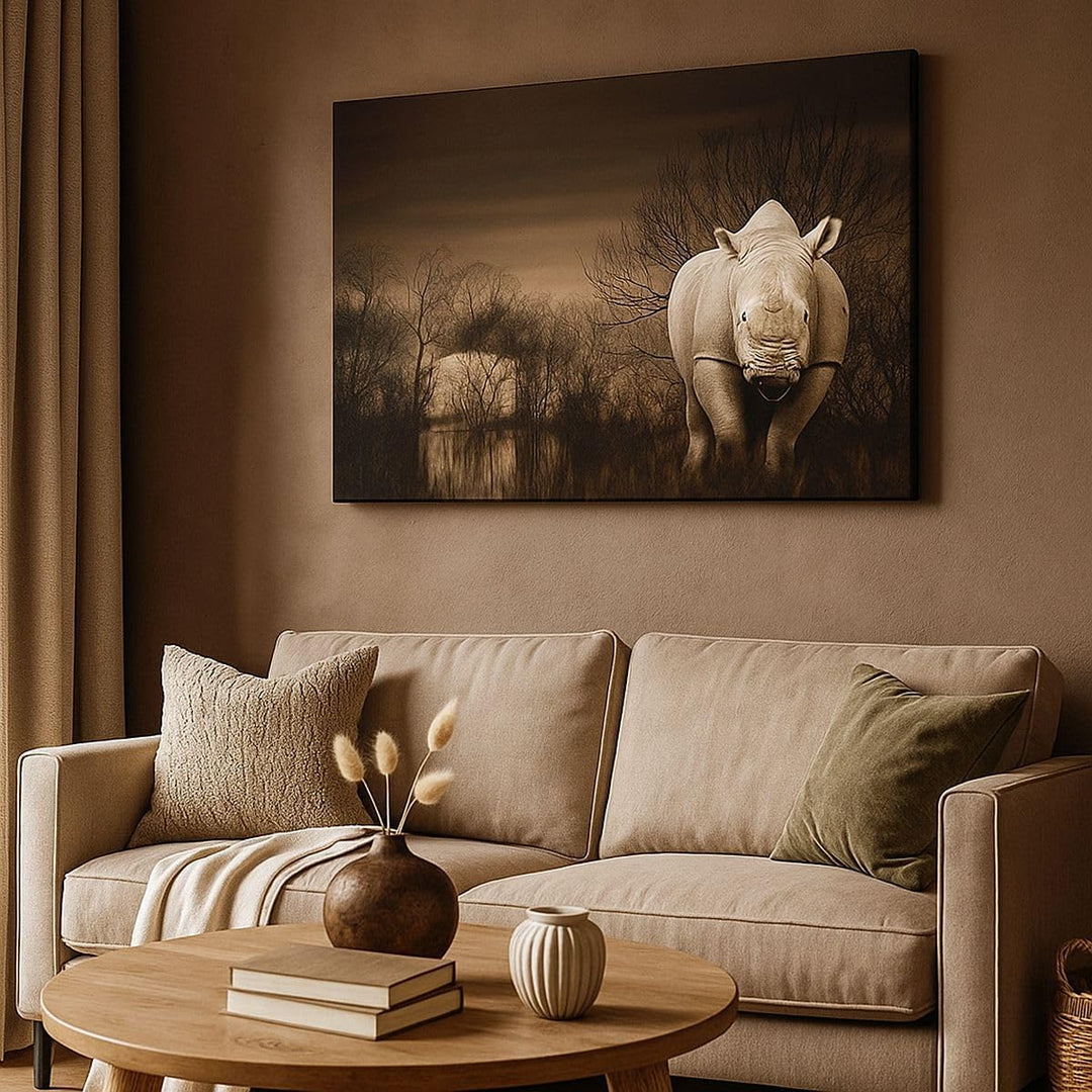 Bilder auf Leinwand 100x70cm Leinwandbild Tier Nashörner Insekten Gross Wanddeko Bild Schlafzimmer K