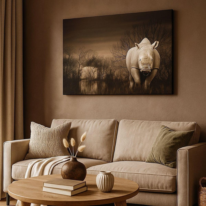 Bilder auf Leinwand 100x70cm Leinwandbild Tier Nashörner Insekten Gross Wanddeko Bild Schlafzimmer K