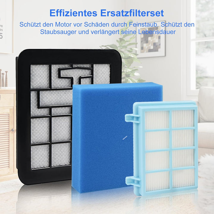 Fishoney 3 Stück Filter Kompatibel mit Philips PowerPro Compact und Active Bodenstaubsauger,FC8010/0