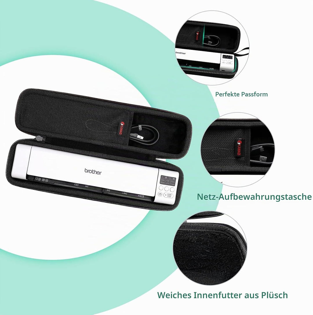 XANAD Tasche für Dokumentenscanner, kompatibel für Brother DS-640 / DS-740 / DS-940 Mobiler Scanner