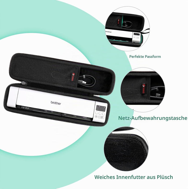 XANAD Tasche für Dokumentenscanner, kompatibel für Brother DS-640 / DS-740 / DS-940 Mobiler Scanner