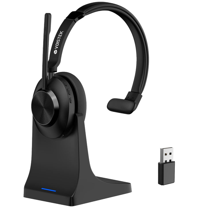 Voistek On-Ear Wireless Headset mit Bluetooth & USB-Dongle – 50 Std. Akkulaufzeit, Geräuschunterdrüc