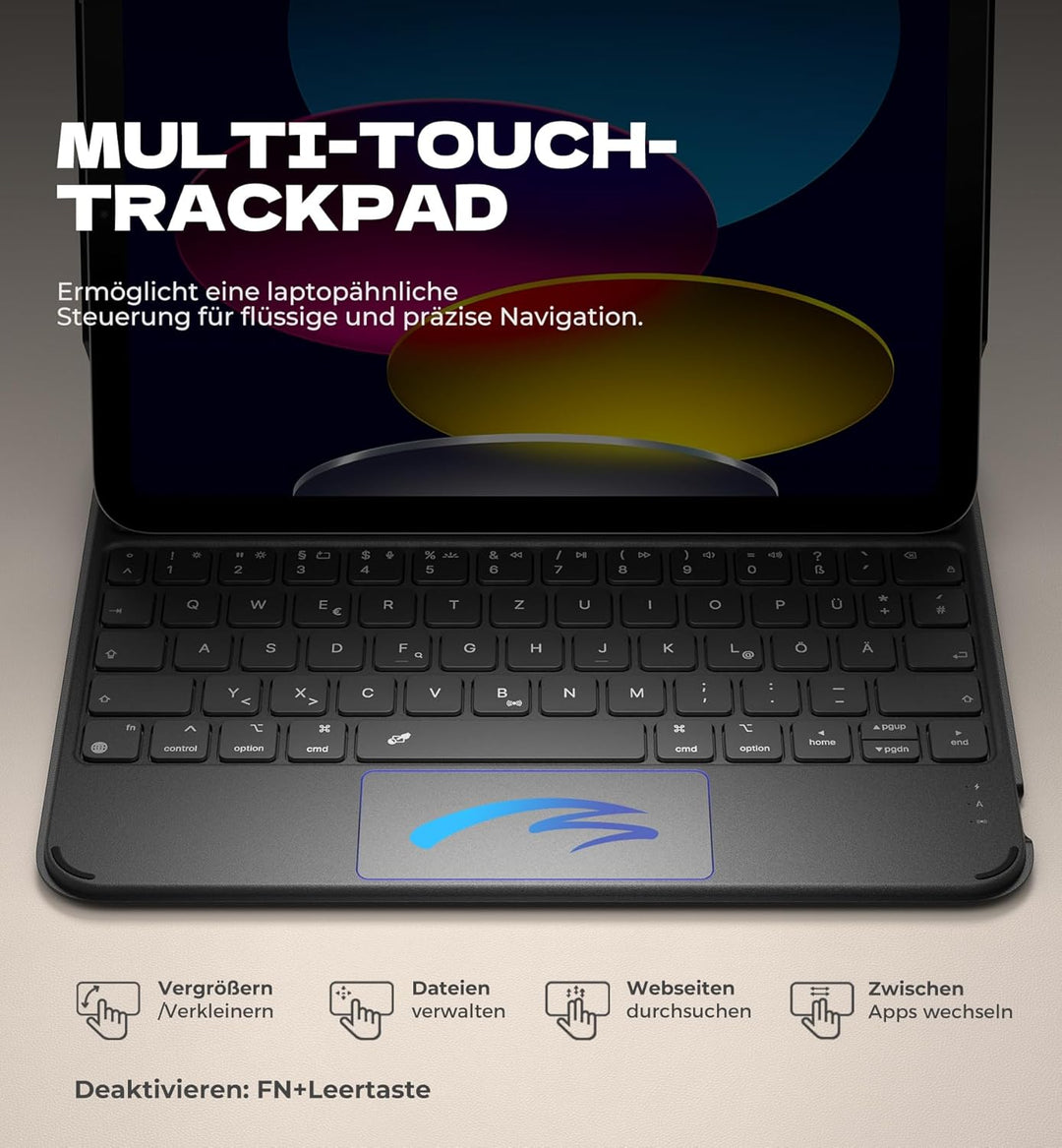 Dexnor Hülle mit Tastatur für iPad A16 11 Generation/10 Generation(11/10.9 Zoll, 2025/2022), Magneti