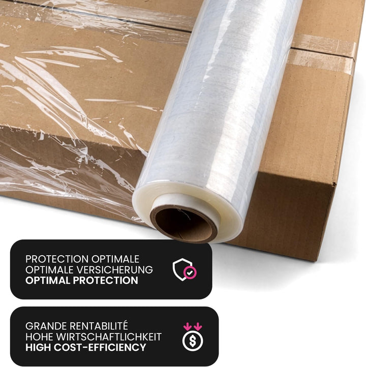 Netuno 1x transparente Stretchfolie 23my 500 mm 1,5 kg Folie Polyethylen Folie Cast-Film transparent