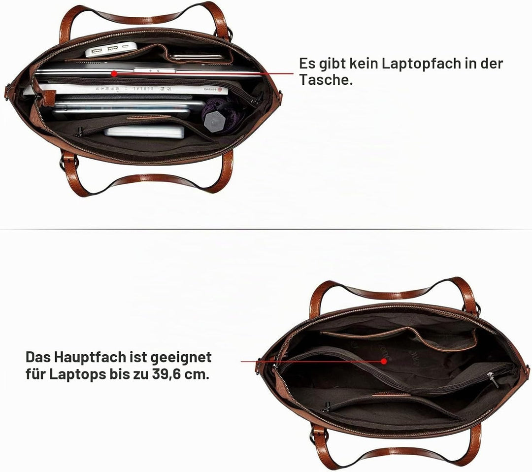 S-ZONE Damen 3-Way Schultertasche Vintage Echtleder Shopper Grosse Mode Laptop Arbeitstasche Umhänge