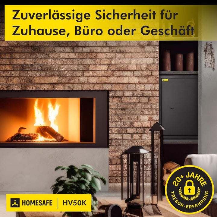 Homesafe HV50K Tresor Safe mit Schlüssel-Schloss, 50x35x35cm (HxWxD), Carbon Satin Schwarz, 50x35x35