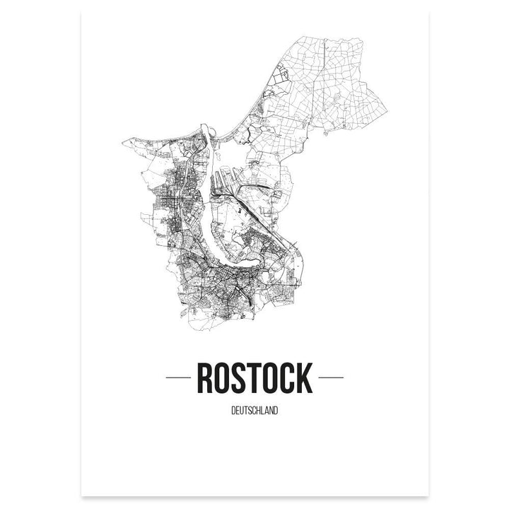 JUNIWORDS Stadtposter, Rostock, Wähle eine Grösse, 40 x 60 cm, Poster, Schrift B, Weiss 40 x 60 cm S