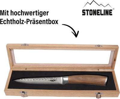 STONELINE Hammerschlag Damastmesser Allzweck-Messer 24 cm, extrem scharfe 12 cm Klinge aus 67 Lagen,