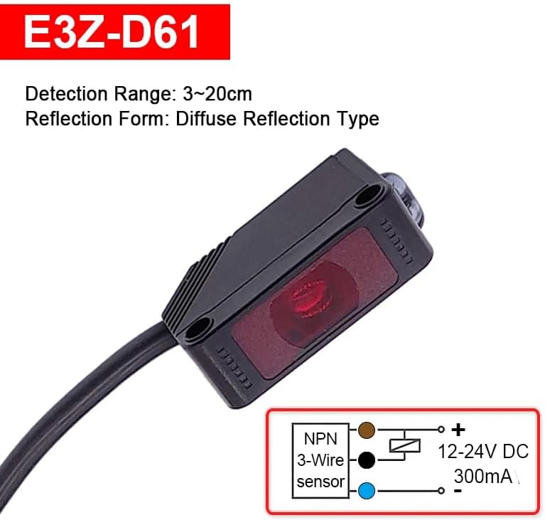 Photoelektrischer Infrarotschalter, IR-Photoelektrischer Sensorschalter, 12-24VDC E3Z-D61 Diffuse Re