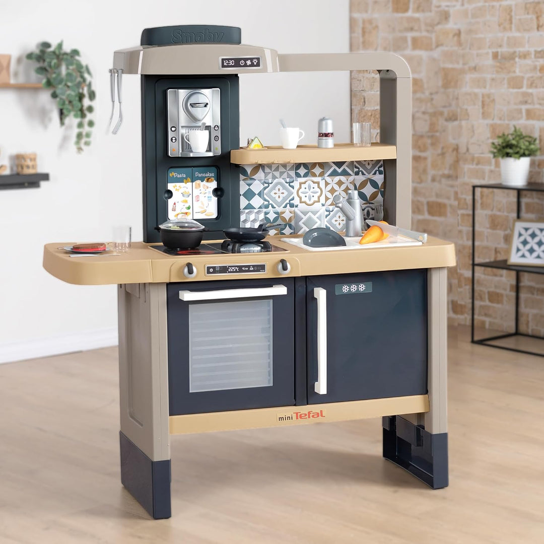Smoby - Tefal Evo Küche – mitwachsende Kinderküche mit Spüle, Herd, Essecke, viel Zubehör, Wasserhah