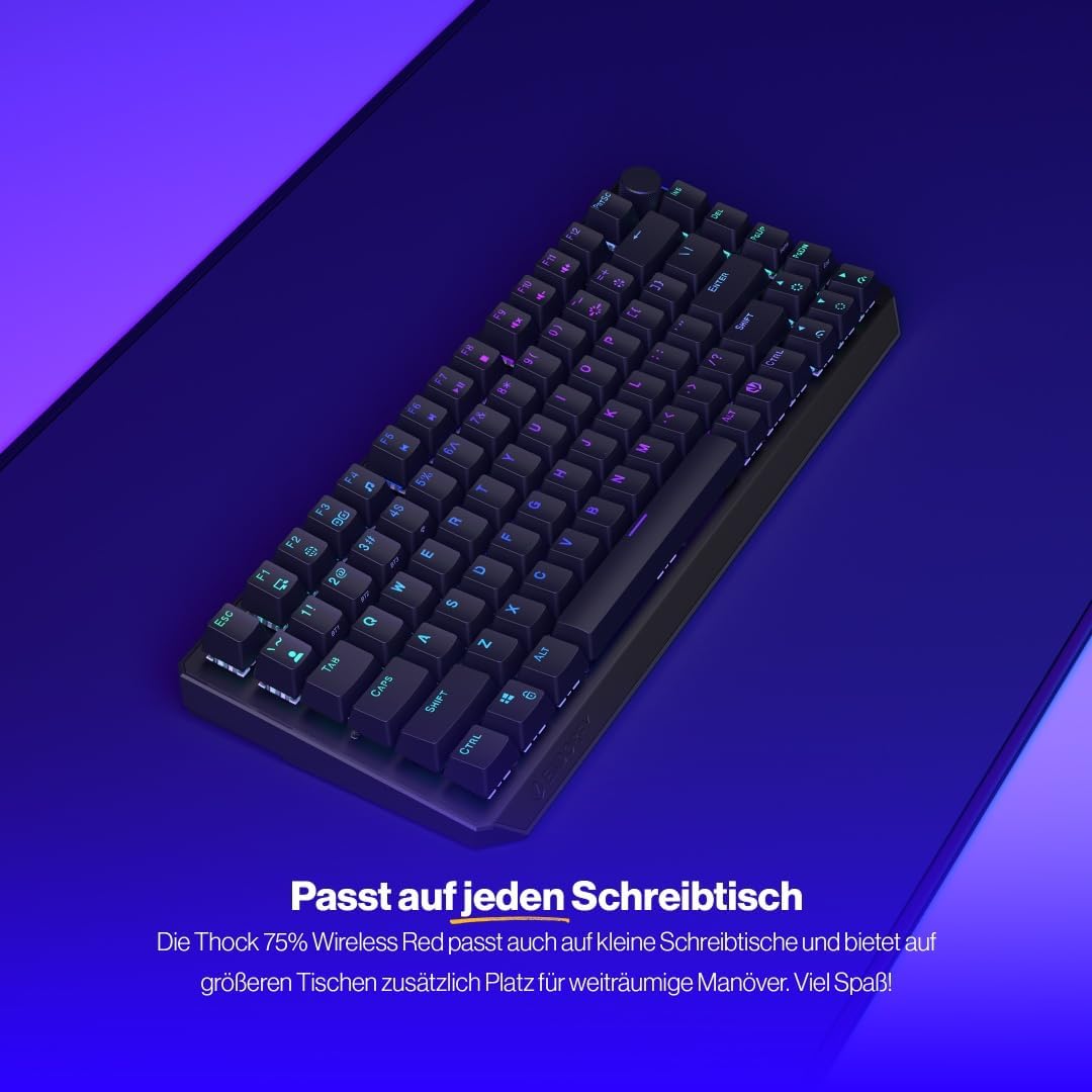 ENDORFY Thock 75% Wireless Red, 75% Wireless Mechanical Keyboard, QWERTY, Kailh Box Red switches, RG