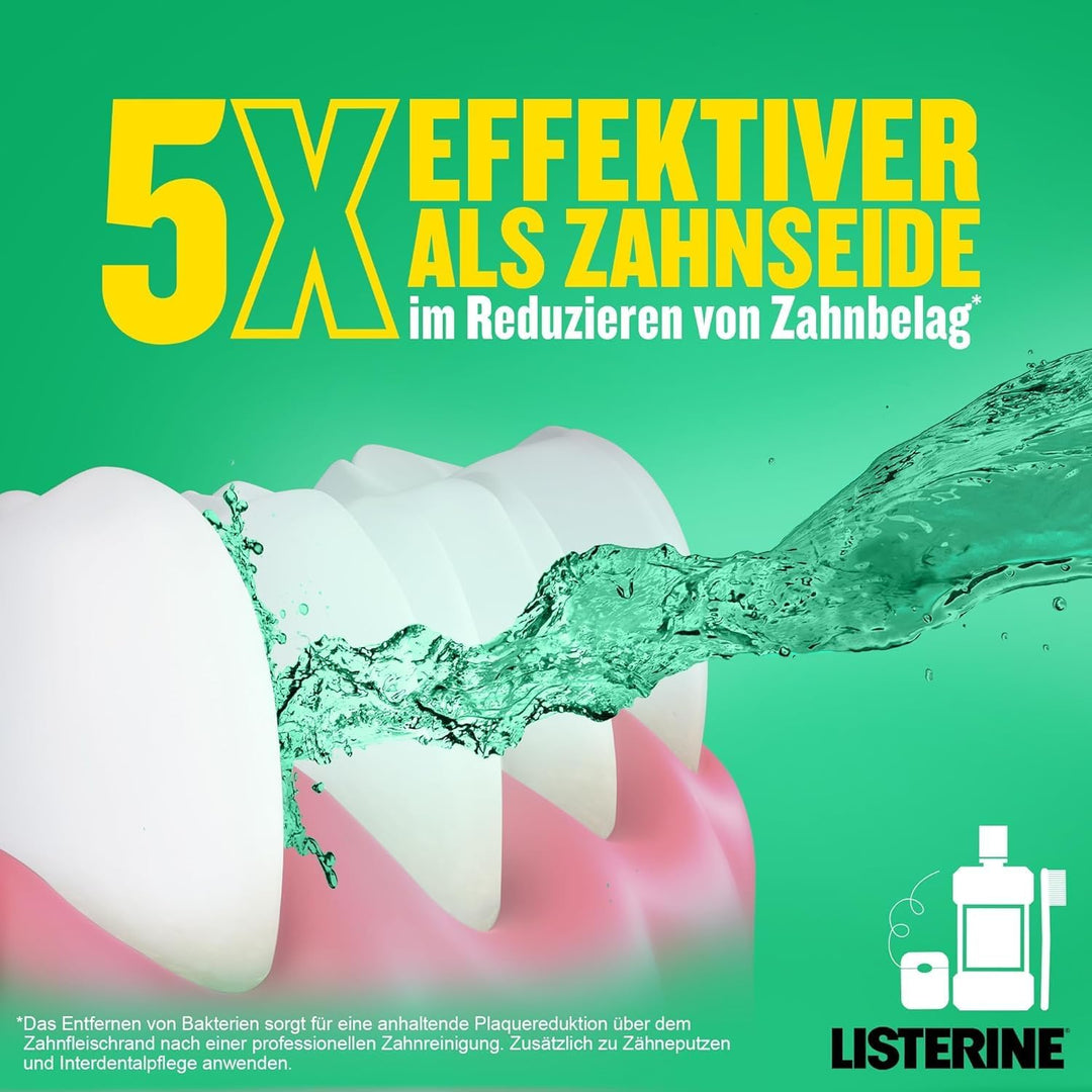 LISTERINE Fresh Mint (4 x 750 ml), antibakterielle Mundspülung mit ätherischen Ölen für einen frisch