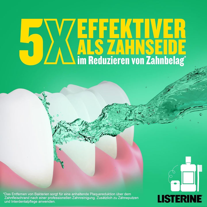LISTERINE Fresh Mint (4 x 750 ml), antibakterielle Mundspülung mit ätherischen Ölen für einen frisch