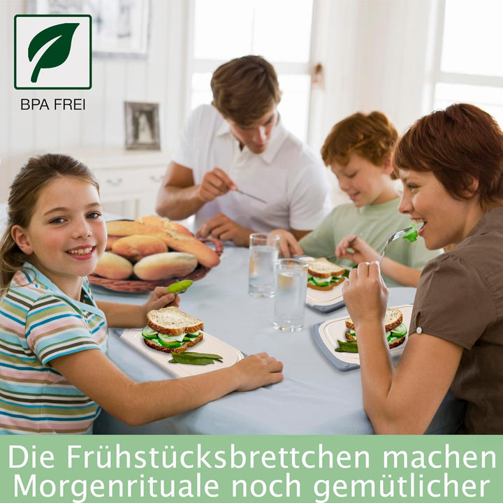 KPYTO Frühstücksbrettchen 6er Set + 1 Brettchen gratis, 25 x 15 cm, Schneidebrett Set, beidseitig, r