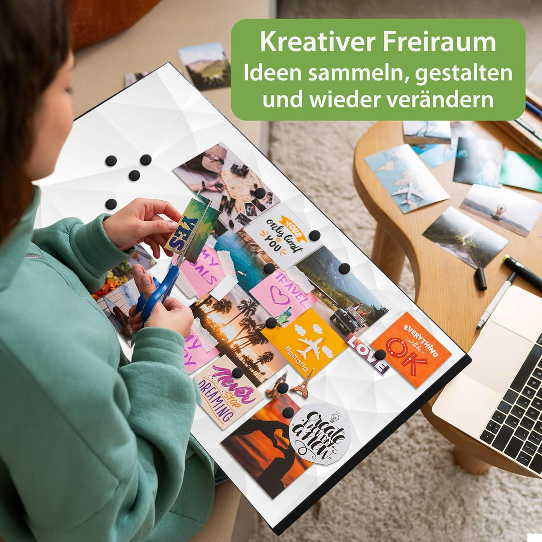 banjado Magnettafel schwarz 78 x 37cm / Magnetwand Metall/Magnetpinnwand als Memoboard/Pinnwand Magn