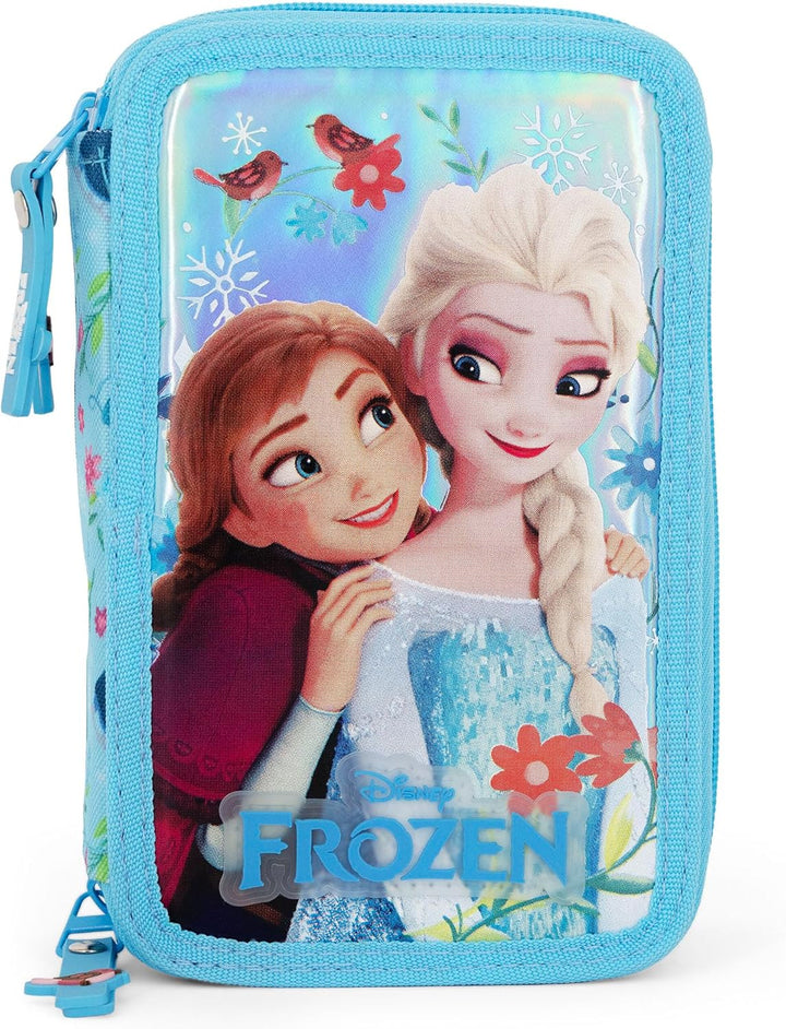 3-Fach Federmäppchen Mädchen Gefüllt für Die Eiskönigin Frozen Fan – Schulmäppchen Set 46 Teile mit