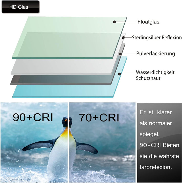 MEESALISA Badspiegel 120x70 cm mit Beleuchtung Badezimmer grosser Wandspiegel Led Spiegel mit Touch