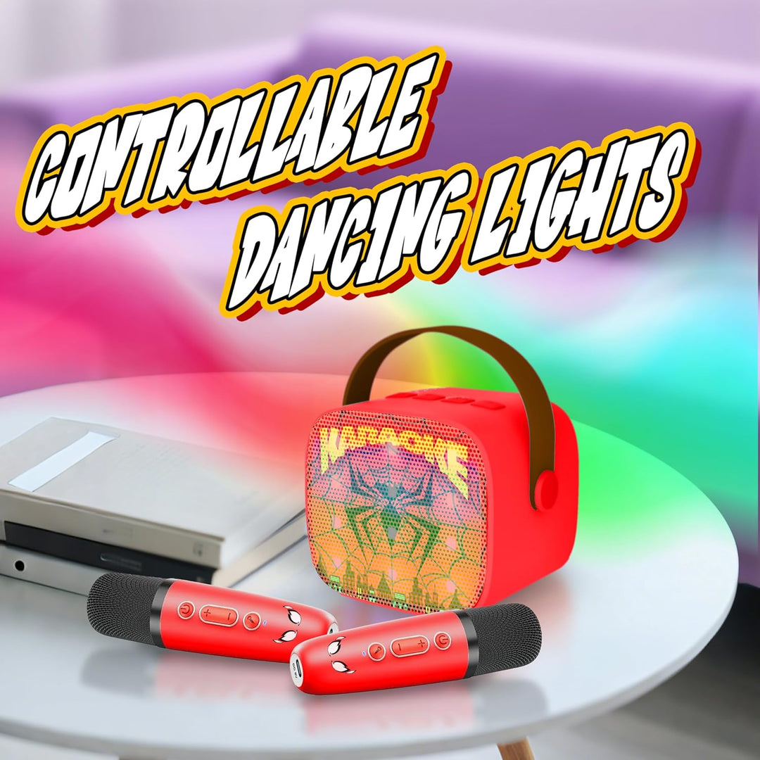Spider Karaoke Maschine Kinder mit 2 Bluetooth Mikrofon, Spider Spielzeug für Kinder 3 4 5 6 7 8-12