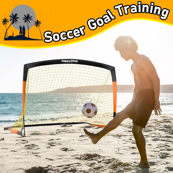 Happy Jump Fussballtor 3x2.2FT, 4x3FT, 5x3.6FT, 7x5FT Pop-Up Fussballtraining für den Garten Schwarz
