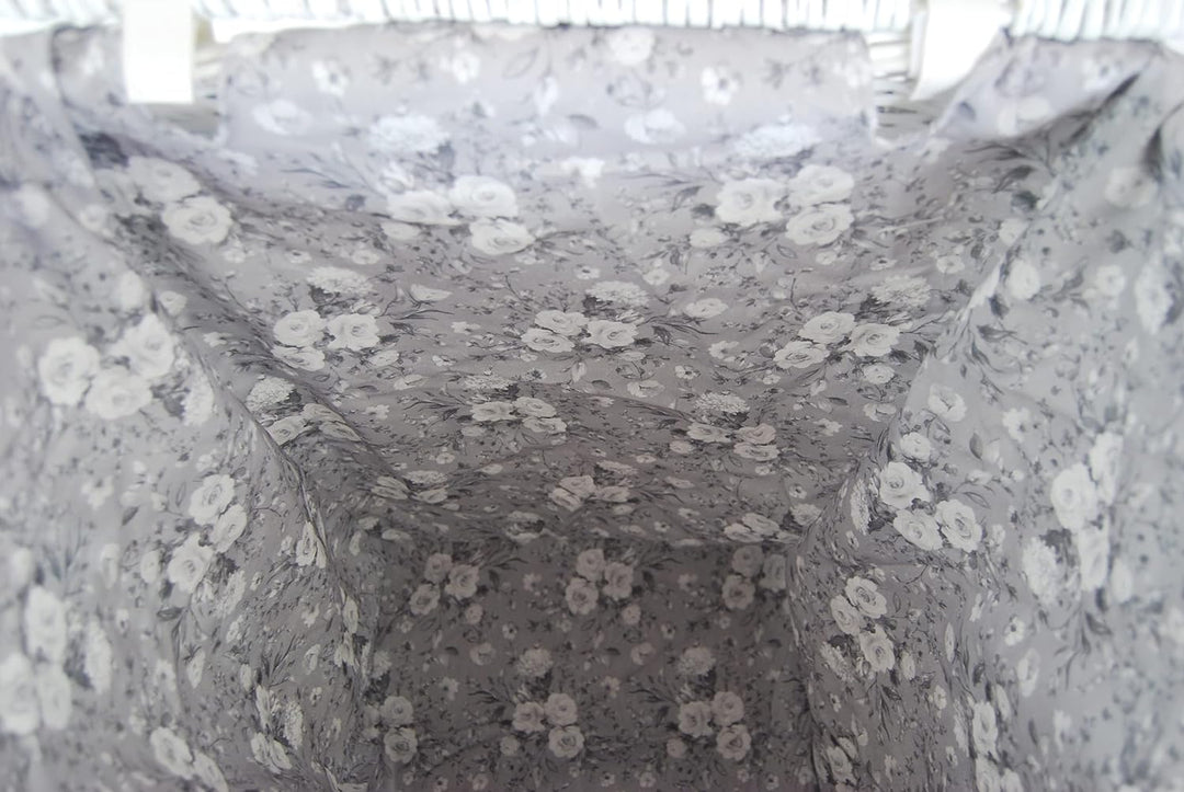 Wäschekorb Wäschetruhe Weide weiss Blumenmuster grau 48x36 H.62